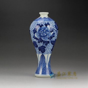 RYQA07-A_景德镇陶瓷 手绘青花 鱼尾花插 花瓶 家居摆件品