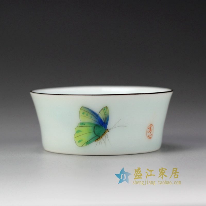 盛江陶瓷 手绘粉彩 描金 单杯 茶具
