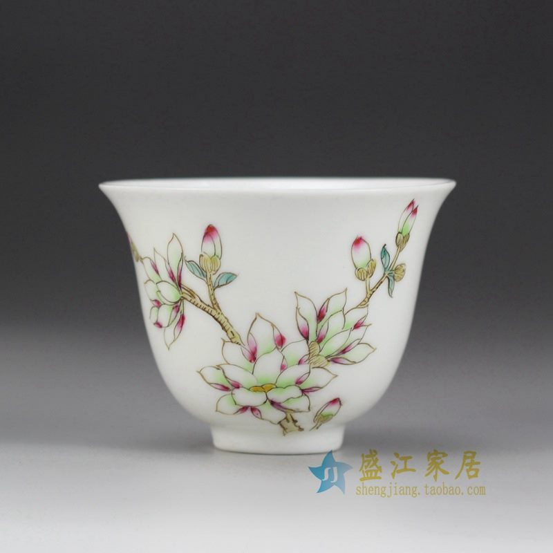 盛江陶瓷 手绘粉彩 单杯 茶具