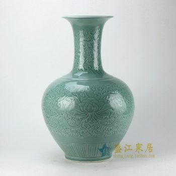 RYMA100_景德镇陶瓷 手工扒花 花插花瓶