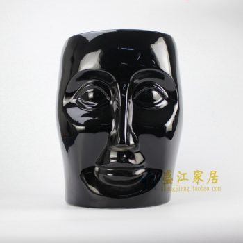 RYIR112-A 高温颜色釉 黑色人脸凳子