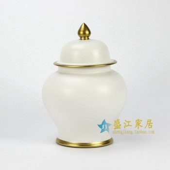 RYKB131-F 单色釉亚光白将军罐加金边