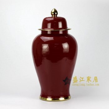 RYKB132-C　红釉加金边将军罐