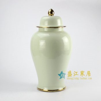 RYKB132-D　青釉加金边将军罐