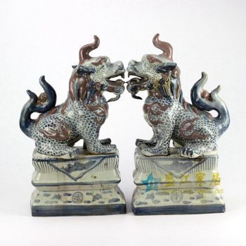 RZGA02 雕塑 动物 麒麟 手绘青花釉里红