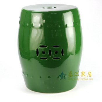 RYKB111-C 景德镇 深绿单色釉瓷凳   花园凳   浴室凳   厂家直销