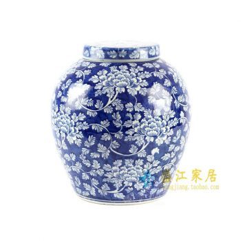 RYLU65 青花坛　盖罐子　