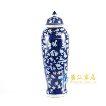 RYLU66-A青花手绘竹子大罐子盖罐