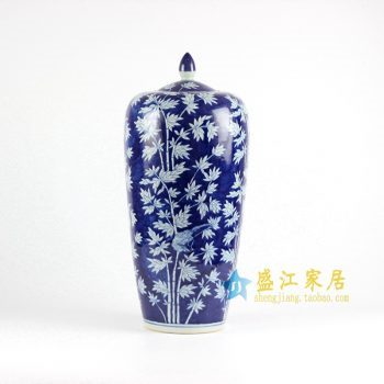 RYLU67-D青花手绘竹子大罐子盖罐
