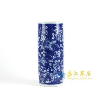 RYLU70-A   景德镇  青花手绘花鸟花插  艺术摆件品