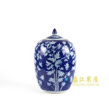 RYLU71-C青花手绘竹子冬瓜坛盖罐