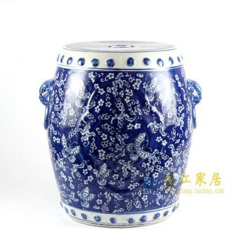 RYLU74　青花手绘花鸟凳子