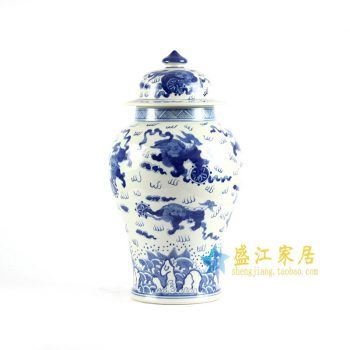 RYLU83　手绘青花将军罐