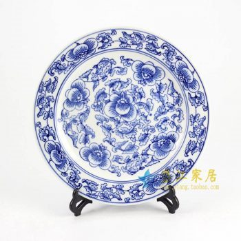 RYPU33-B 景德镇陶瓷 手绘青花盘子 家居摆件品