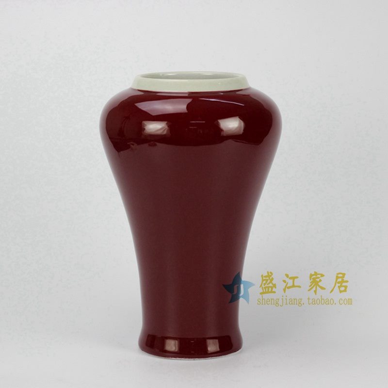 景德镇 颜色釉 郎红花瓶 艺术摆件品
