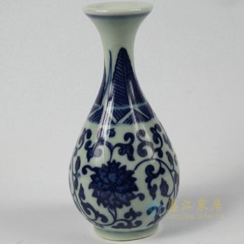 5384-RZEV01-P    景德镇   青花瓷   缠枝莲花瓶      艺术摆件品