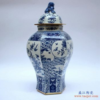 RYJF63-B   景德镇 青花仿古 多边形将军罐  花瓶  艺术摆件品