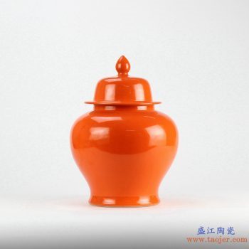RYKB131-G   景德镇  颜色釉  红釉 橙色 将军罐 艺术花瓶  摆件品
