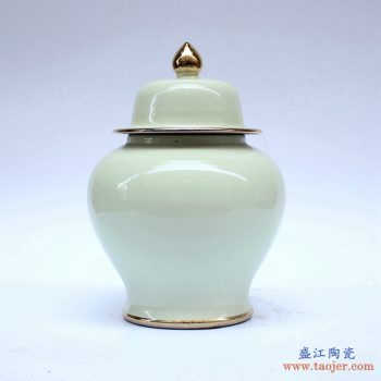 RYKB131-I   景德镇 浅绿  颜色釉  将军罐  艺术花瓶 摆件品