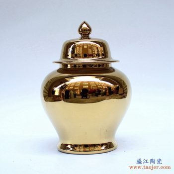 RYKB131-J    景德镇  镀金 黄金色  将军罐  艺术花瓶  摆件品