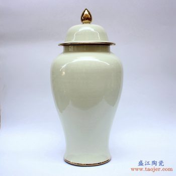 RYKB140-C   景德镇  颜色釉 乳黄色 将军罐 艺术花瓶 摆件品