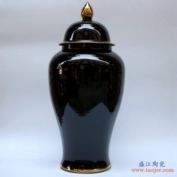 RYKB140-D  景德镇 乌金釉 颜色釉  将军罐  艺术花瓶  摆件品