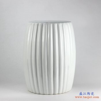 RYNQ185_9757RYNQJ3110    景德镇陶瓷 白色条纹  鼓凳 瓷凳 梳妆凳 凳子