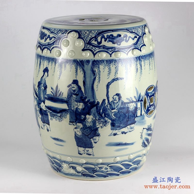 景德镇 青花 手绘手工凳子 凉墩 瓷器凳子 浴室凳