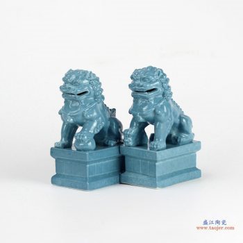 RYXP21-K  景德镇 颜色釉 深蓝  狮子蹲座 摆件品