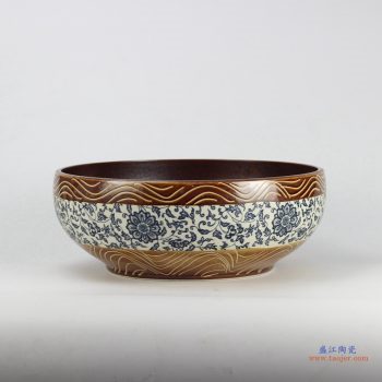 RYXW-YL-DZ-02   景德镇  颜色釉 缠枝莲  高温  手工艺术卫浴浴室台盆洗手盆洗脸盆台上盆