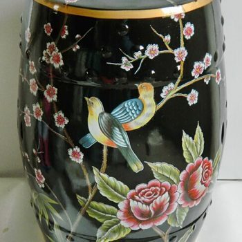 RYYL-Y034    景德镇 花鸟乌金釉 陶瓷鼓凳中式客厅书房卧室陶瓷凳换鞋凳鼓凳装饰摆件