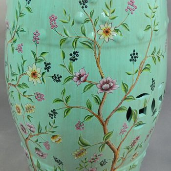 RYYL-Y055    景德镇 深绿花树欧式陶瓷鼓凳 换鞋凳 陶瓷工艺品家居实用摆件休闲凳子茶边几