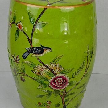 RYYL-Y058-1    景德镇 手绘  深绿色花鸟欧式陶瓷鼓凳 换鞋凳 陶瓷工艺品家居实用摆件休闲凳子茶边几