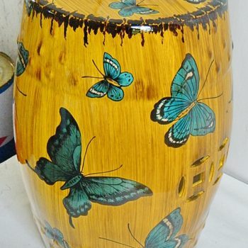RYYL-Y059   景德镇 深黄蝴蝶欧式陶瓷鼓凳 换鞋凳 陶瓷工艺品家居实用摆件休闲凳子茶边几