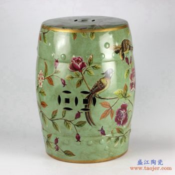 RYYL02    景德镇  彩花 花鸟陶瓷凳子 鼓凳 古墩凉墩化妆凳换鞋凳 瓷墩
