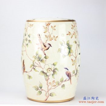 RYYL03    景德镇  彩花 花鸟陶瓷凳子 鼓凳 古墩凉墩化妆凳换鞋凳 瓷墩
