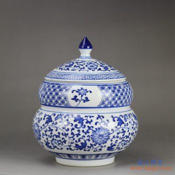 RZBG07-B    景德镇   青花 葫芦形 缠枝 茶叶罐 储物罐 盖罐 罐子