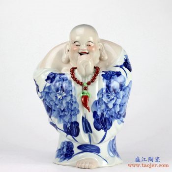 RZEW03   景德镇   恭喜发财哈哈佛座罗汉立体瓷器雕塑居家风水招财摆件