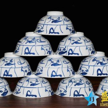 RZHV01   景德镇  4.5寸1300度高温白瓷全手绘青花山茶花高脚碗 米饭碗