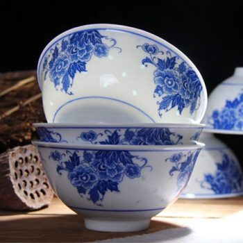 RZHX01-F   景德镇  釉下彩 高温 青花玲珑 环保瓷 米通 饭碗 米饭碗 5寸  芙蓉花