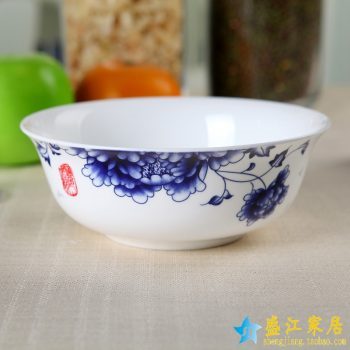 RZHY01-F   景德镇 6英寸高档骨瓷骨质瓷面碗  青花富贵牡丹