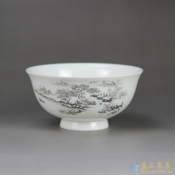 RZHY02-E  景德镇  4.5寸骨质瓷骨瓷饭碗 雪景高脚碗防烫   饭碗