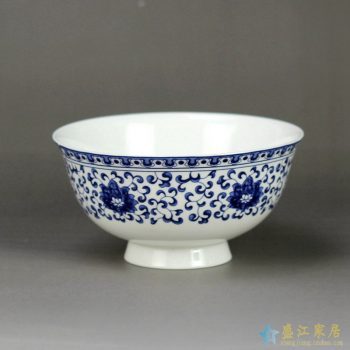 RZHY02-I  景德镇  4.5寸骨瓷饭碗 缠枝 串枝莲 高脚碗 防烫 饭碗