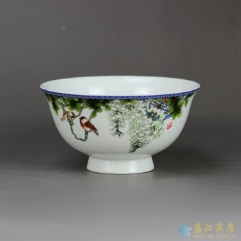 RZHY02-K  景德镇  4.5寸高档一级骨质瓷春天高脚碗防烫   饭碗