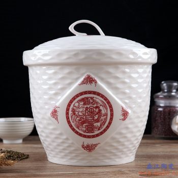 RZII10-D-  骨质瓷 花好月圆  米缸米桶储米箱防潮虫油缸储罐米坛 15斤装