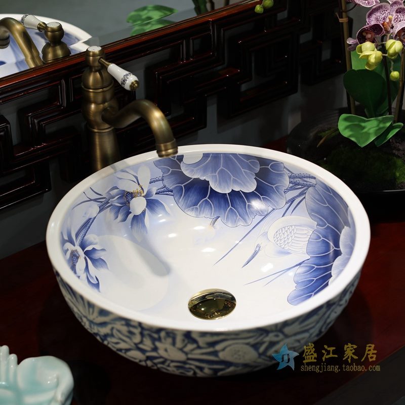 景德镇 青花 洗脸盆 台上盆 陶瓷盆 厂家直销