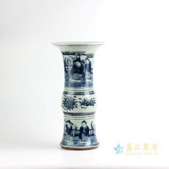 RYZK10    景德镇 仿古 手绘 青花 人物 花插花菇  艺术花瓶   摆件品
