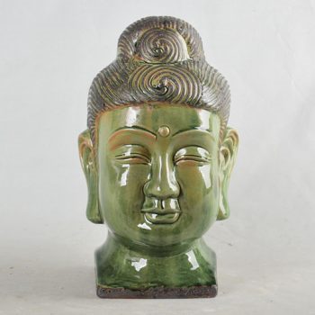 XY16-0709-7 (2)         景德镇  雕刻颜色釉  佛头摆设品   艺术品