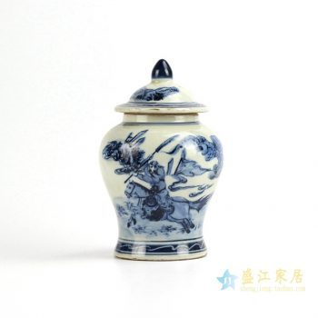 RZIQ02-old   景德镇   手绘 青花 战将 小将军罐   厂家直销