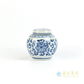 RZIQ05     景德镇   手绘青花缠枝 小茶叶罐 罐子 储物罐